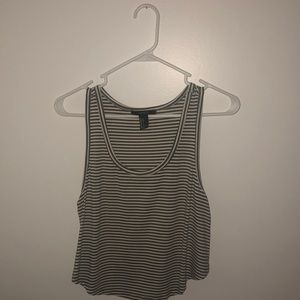 White with grey stripes cropped tank